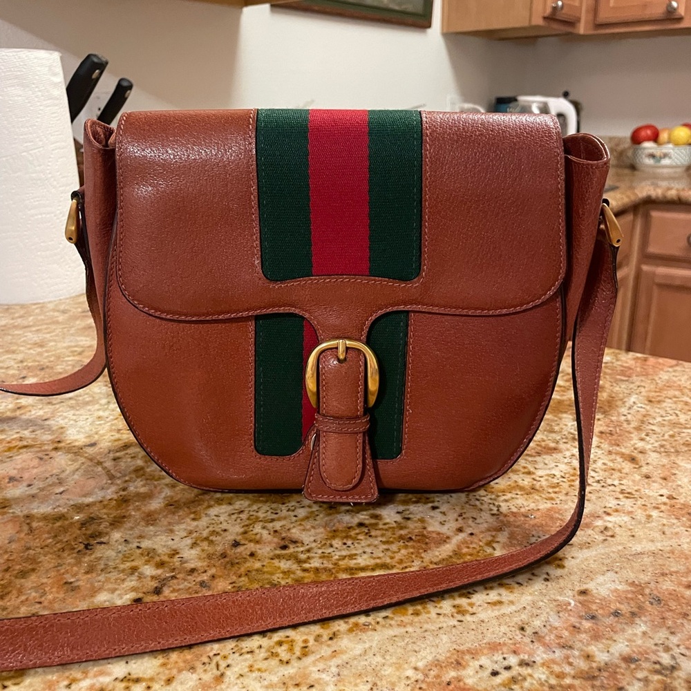 RARE Vintage Tom Ford Gucci 1990s sherry line brown leather crossbody purse